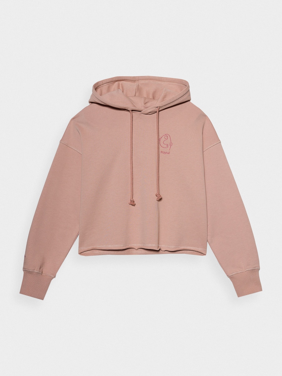 OUTHORN Women's oversize hoodie - coral powder coral 4