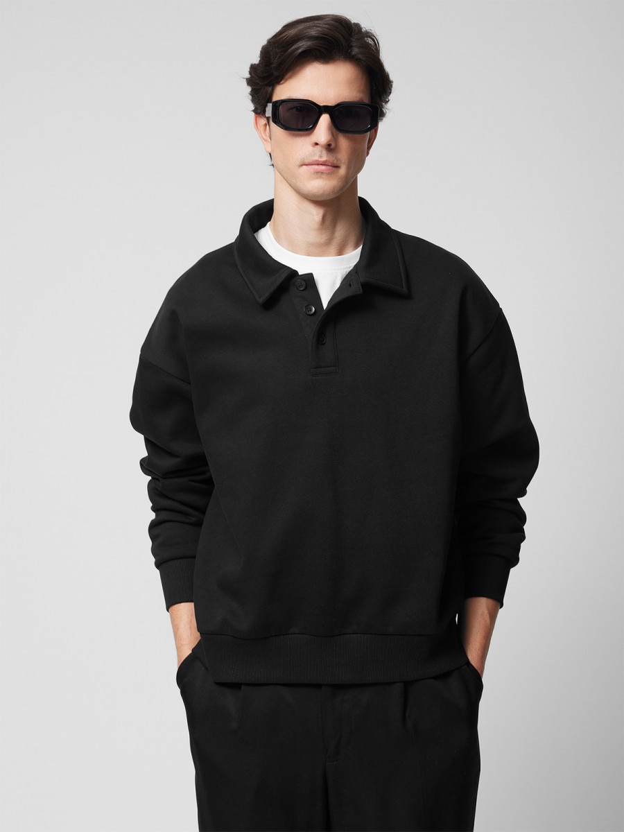 OUTHORN Men's sweatshirt with collar deep black 5