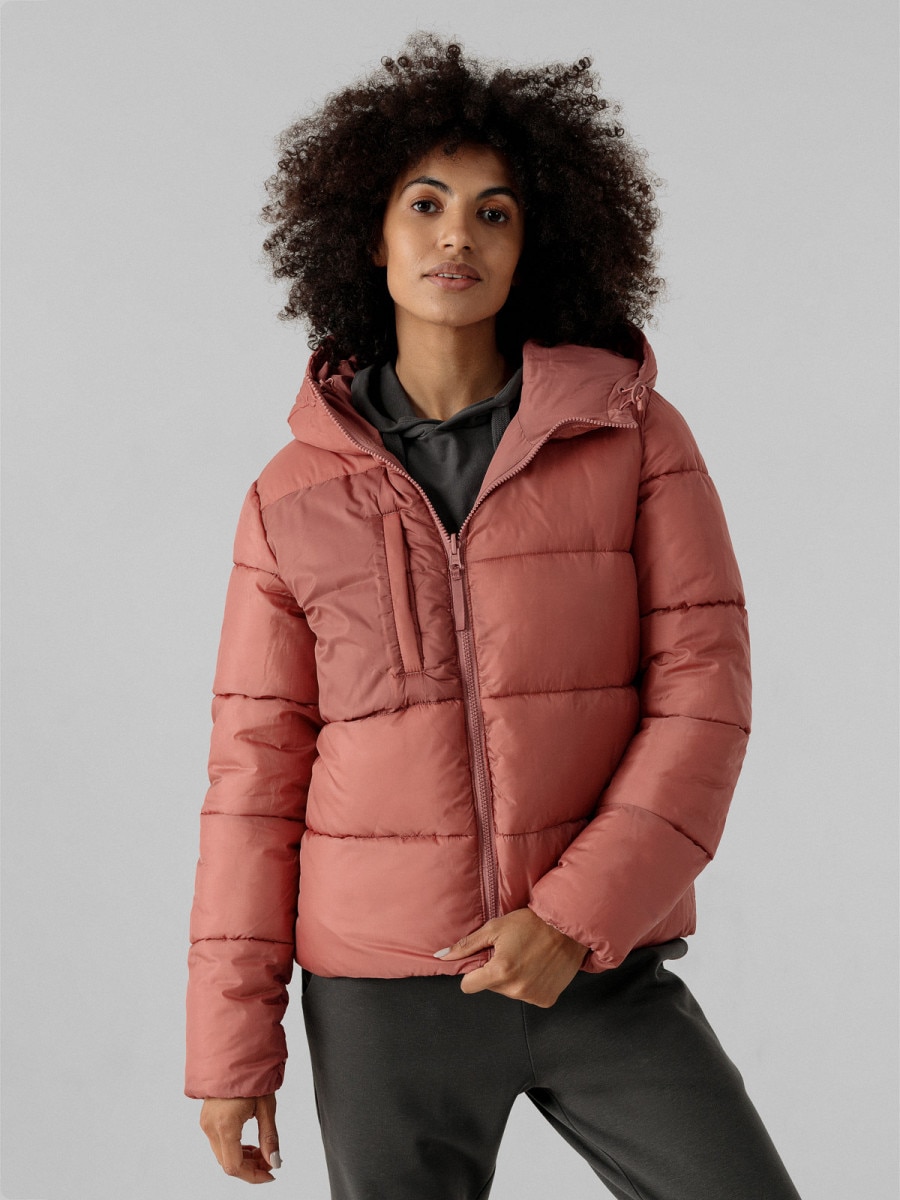  Women's reversible synthetic down jacket dark pink 2