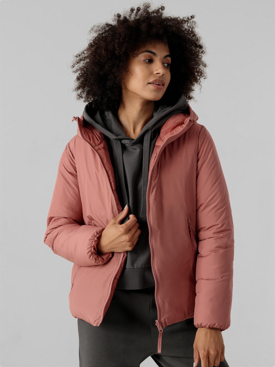  Women's reversible synthetic down jacket dark pink