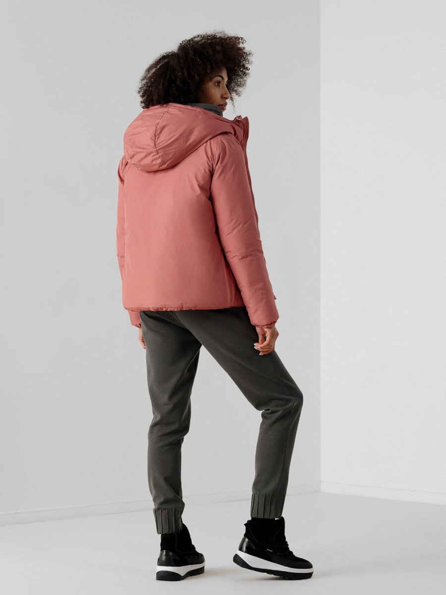  Women's reversible synthetic down jacket dark pink 4