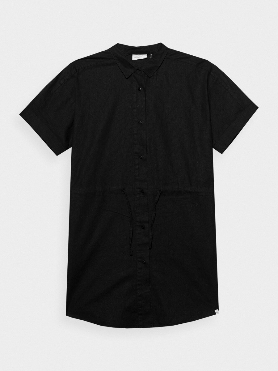 OUTHORN Women's oversize shirt with linen deep black 6