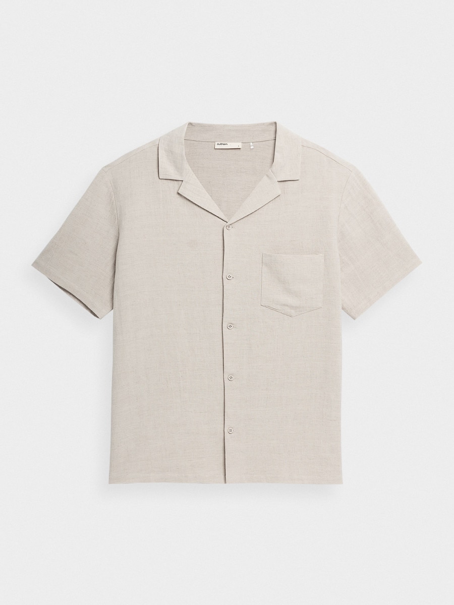 OUTHORN Men's short sleeve linen shirt - beige beige 8
