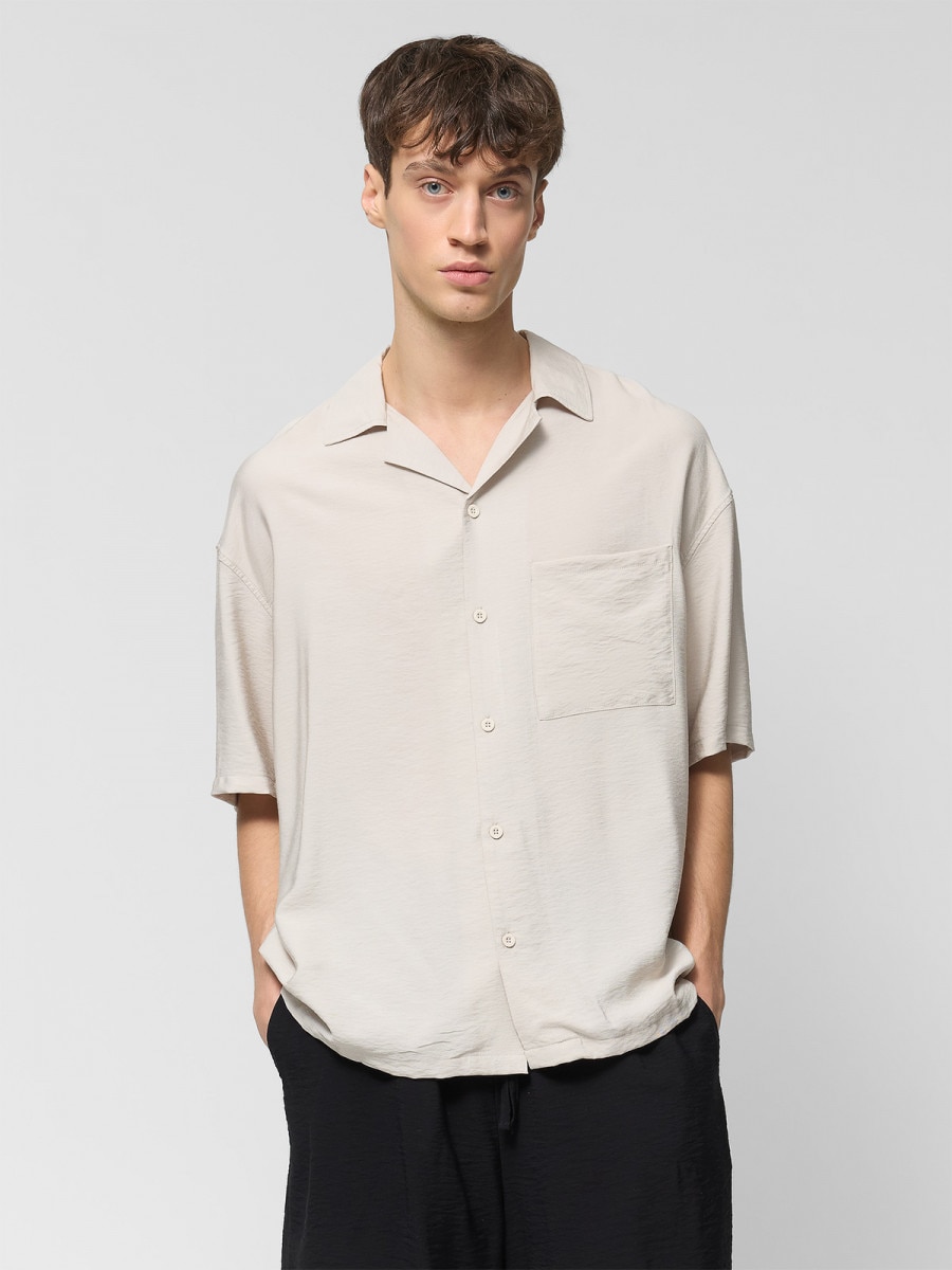 OUTHORN Men's short sleeved shirt with viscose cream