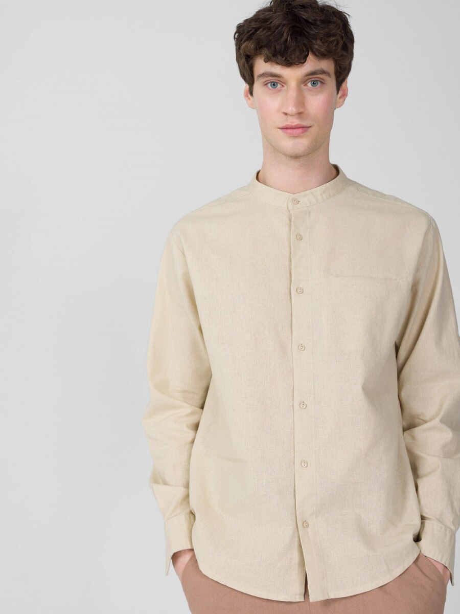 OUTHORN Men's shirt with linen cream 2