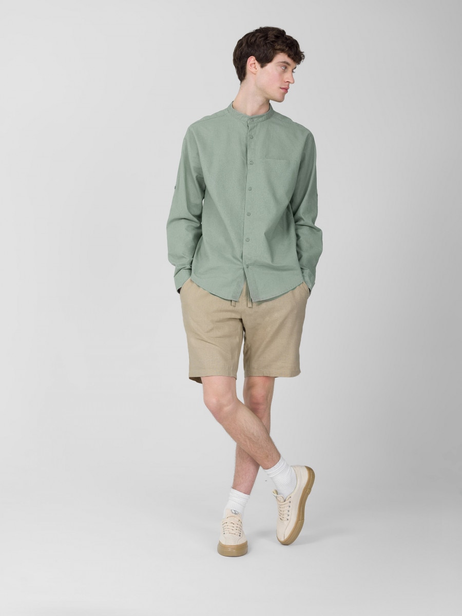 OUTHORN Men's shirt with linen 2