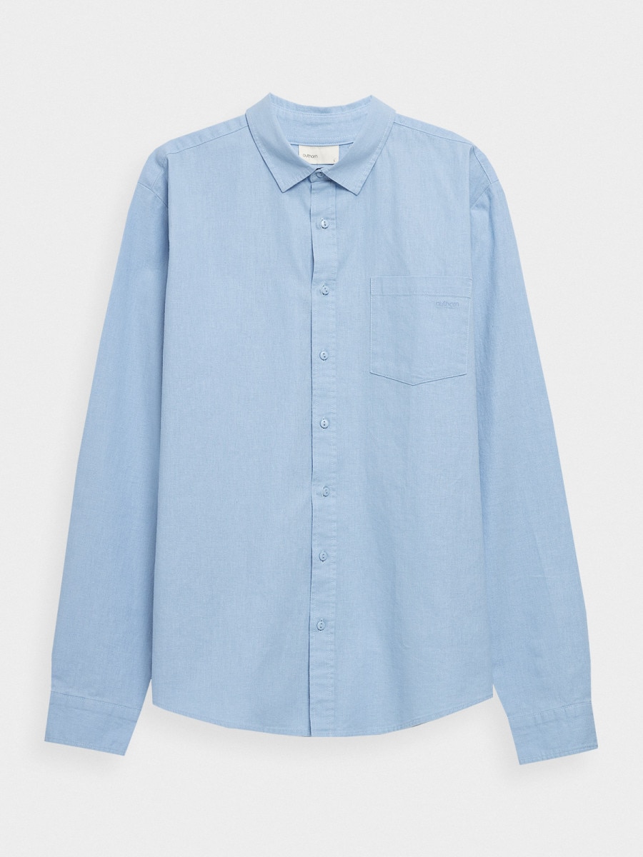 OUTHORN Men's shirt with linen blue 7