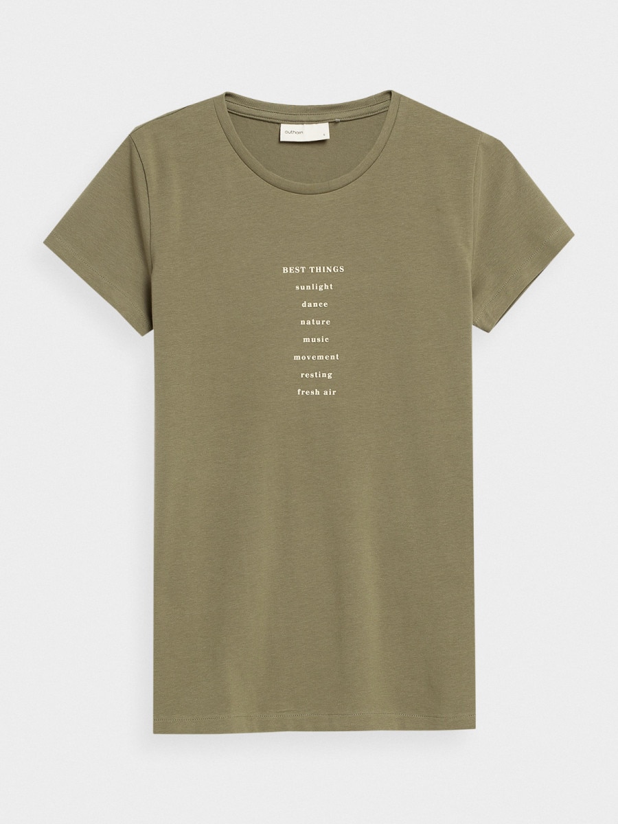 OUTHORN Women's T-shirt with print khaki 6