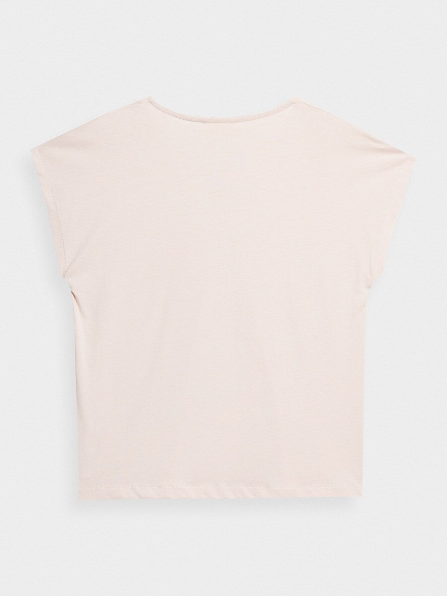 OUTHORN Women's V-neck T-shirt light pink 5
