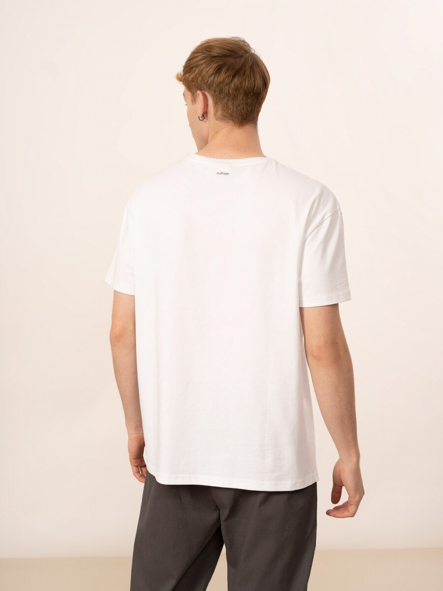 OUTHORN Men's oversize T-shirt with print white 3