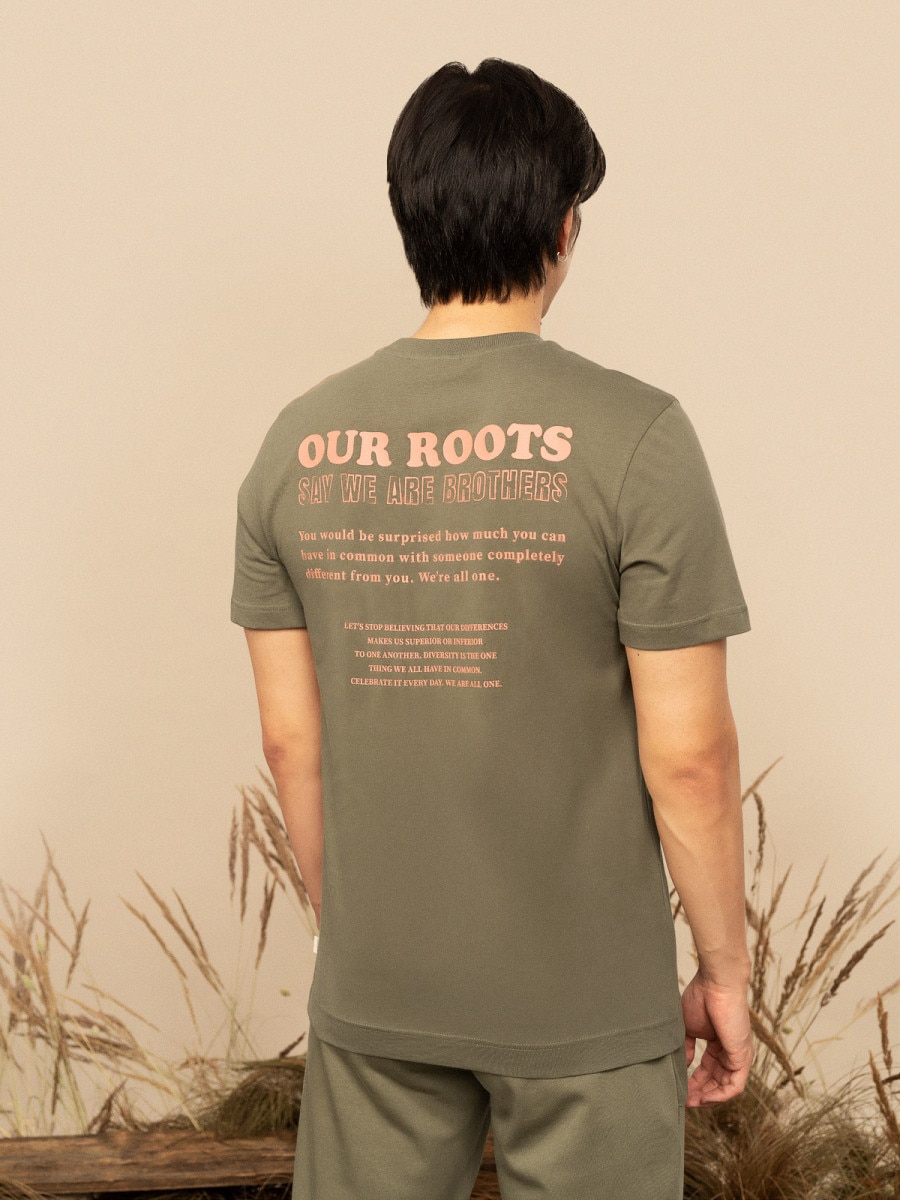 OUTHORN Men's T-shirt with print khaki 2