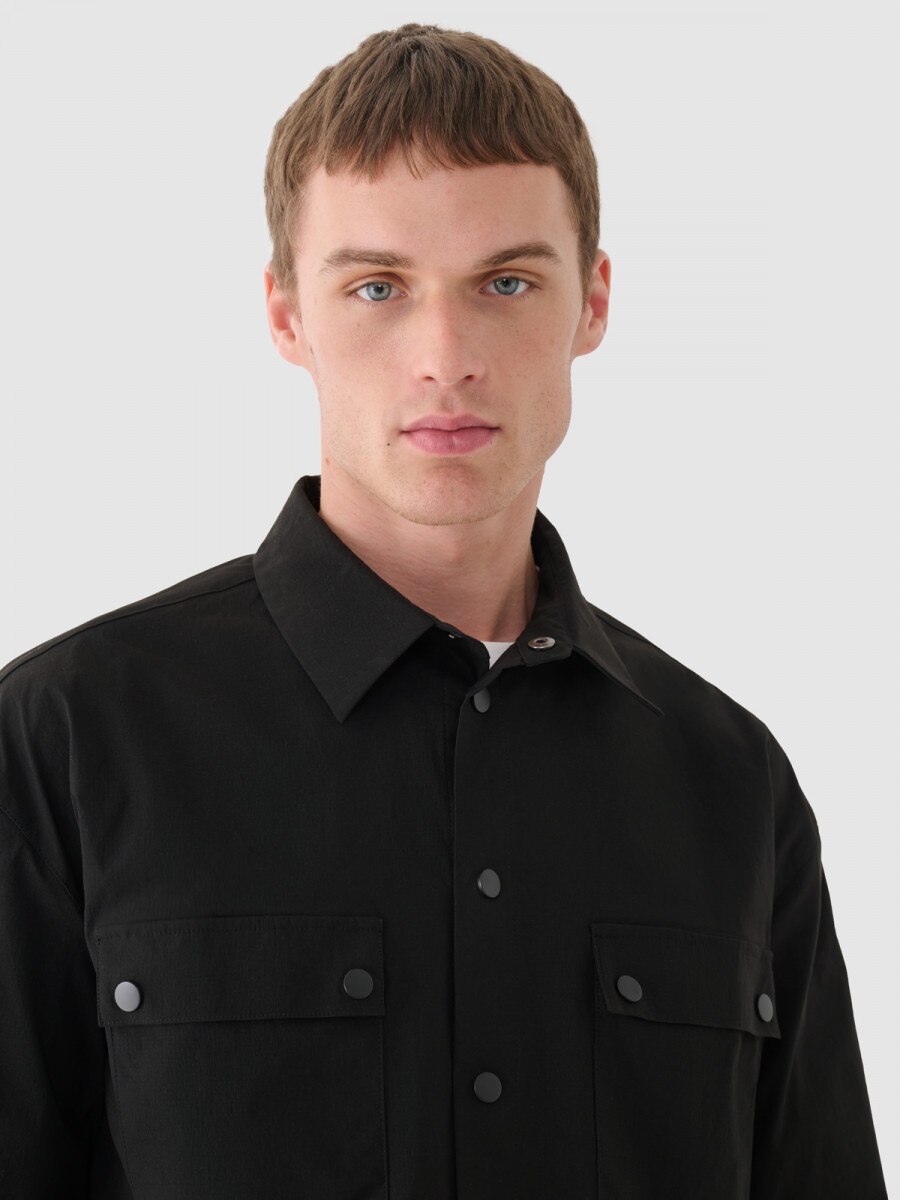 OUTHORN Men's ripstop shirt deep black 3