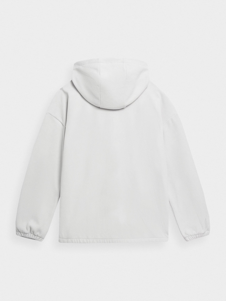 OUTHORN Women's zip-up fleece with hood warm light gray 6