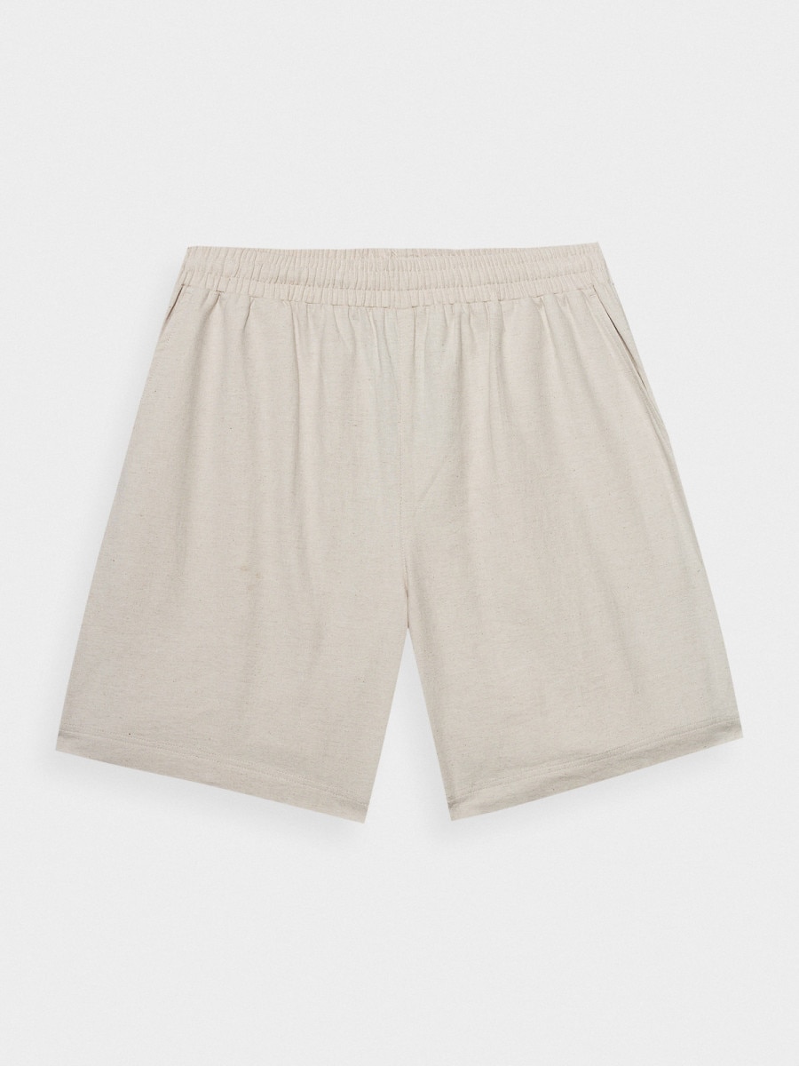 OUTHORN Men's woven linen shorts - beige beige 5