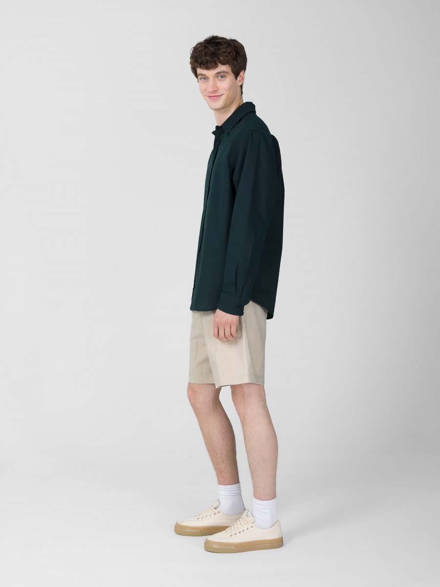 OUTHORN Men's woven linen shorts - beige beige 4