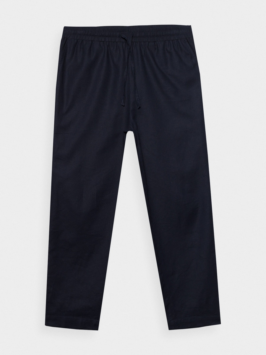 OUTHORN Men's woven linen trousers - navy blue 7