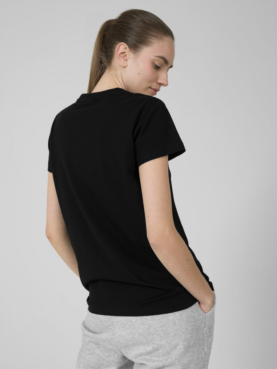 OUTHORN Women's plain V-neck T-shirt deep black 3
