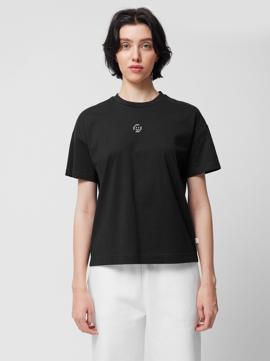 OUTHORN Women's boxy cut t-shirt with print deep black 5