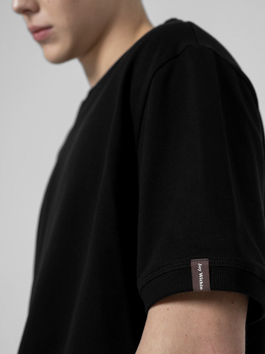 OUTHORN Men's oversize plain T-shirt - black deep black 2