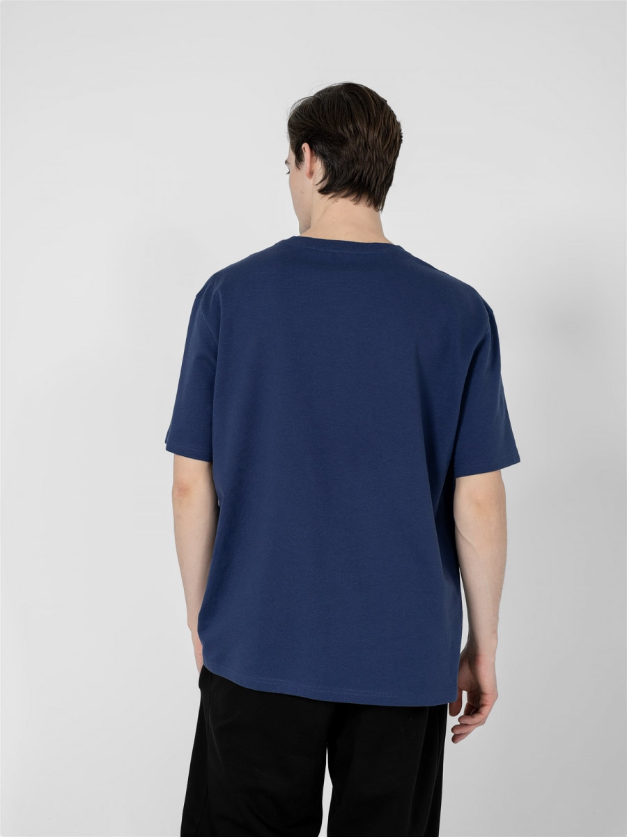 OUTHORN Men's oversize plain T-shirt - navy blue 3