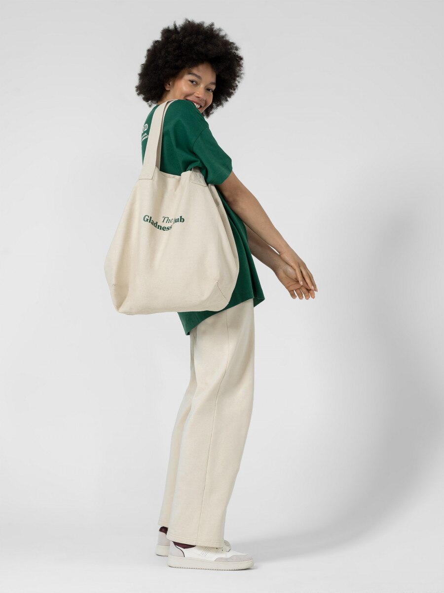 OUTHORN Women's oversize T-shirt with embroidery - green 3