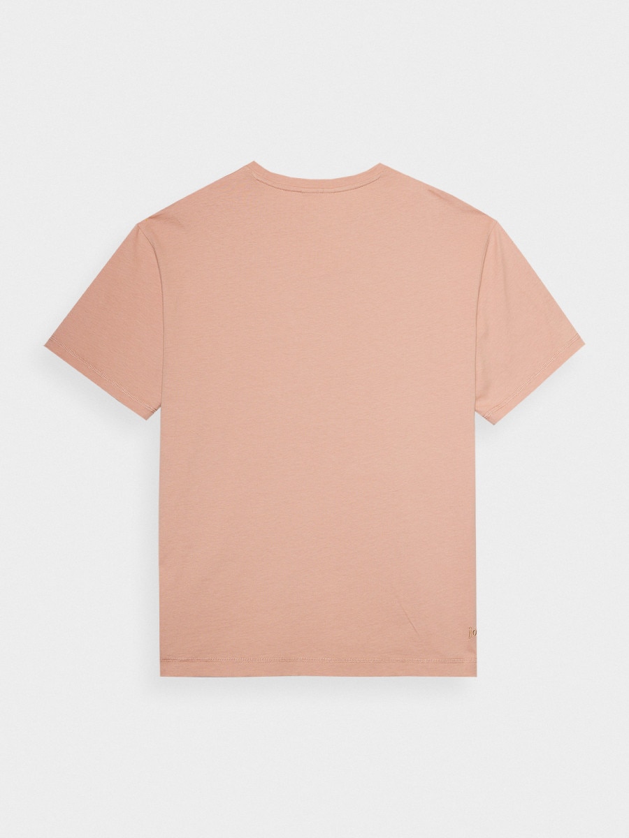 OUTHORN Men's oversize T-shirt with embroidery - coral powder coral 6