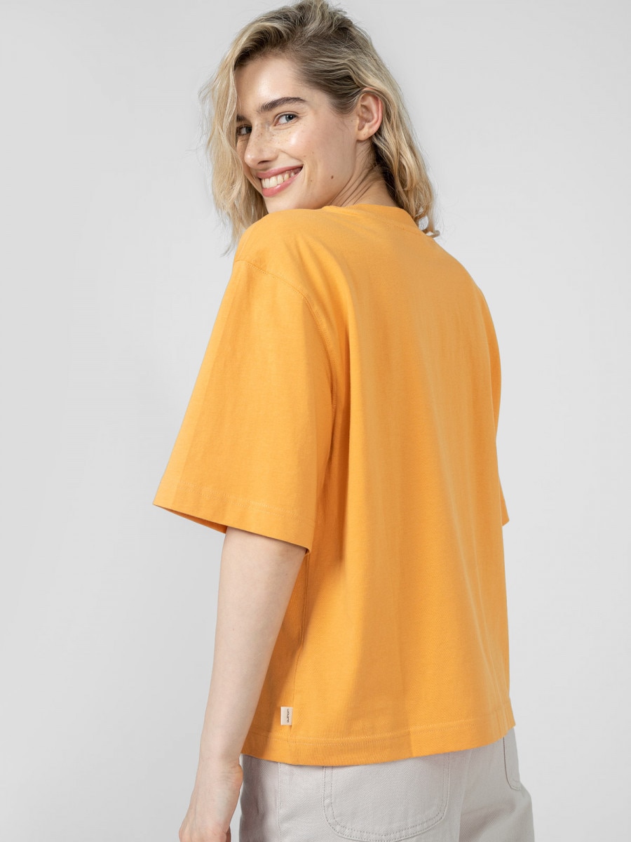 OUTHORN Women's oversize T-shirt with print - yellow 3