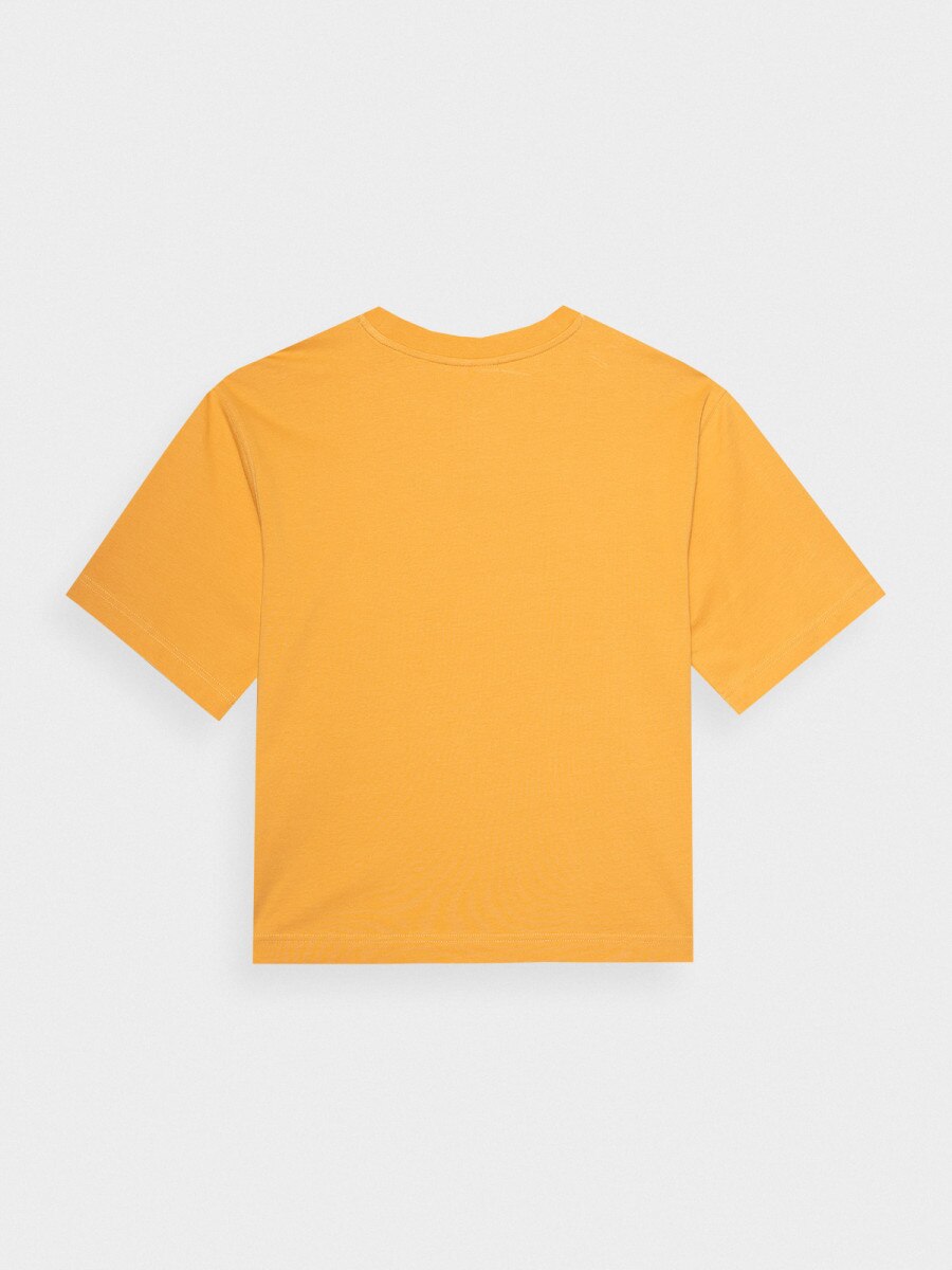 OUTHORN Women's oversize T-shirt with print - yellow 5