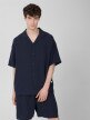 OUTHORN Men's short-sleeved cotton muslin shirt - navy blue 6