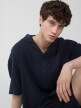 OUTHORN Men's short-sleeved cotton muslin shirt - navy blue 3