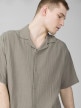 OUTHORN Men's short-sleeved cotton muslin shirt - mint mint 5