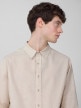 OUTHORN Men's shirt with linen - beige beige 8
