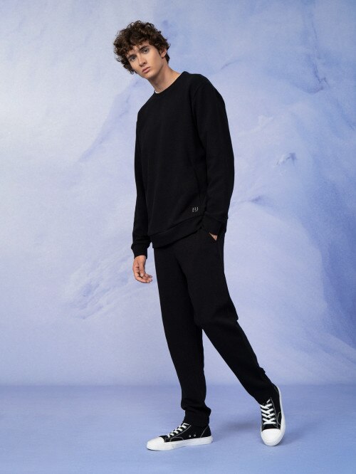 Men's pullover ribbed sweatshirt