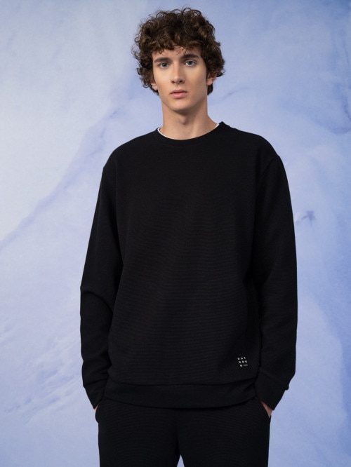 OUTHORN Men's pullover ribbed sweatshirt deep black