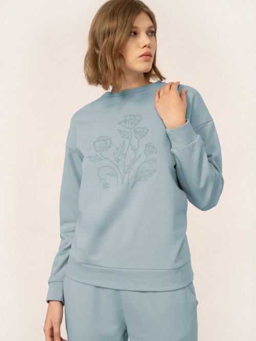 OUTHORN Women's pullover sweatshirt with print light blue