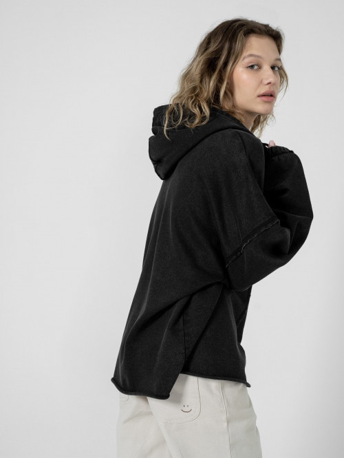 OUTHORN Women's oversized acid wash sweatshirt  black deep black