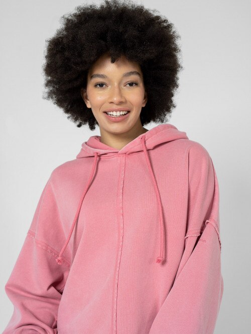 OUTHORN Women's oversized acid wash sweatshirt  pink pink