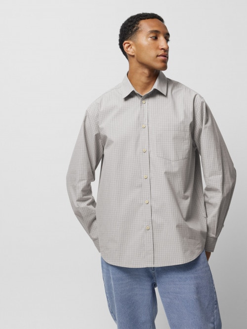 OUTHORN Men's cotton shirt cool light gray