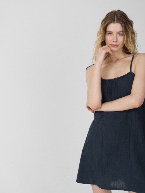 OUTHORN Cotton muslin summer dress  navy blue