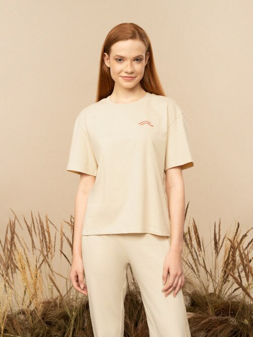 OUTHORN Women's Tshirt with print cream