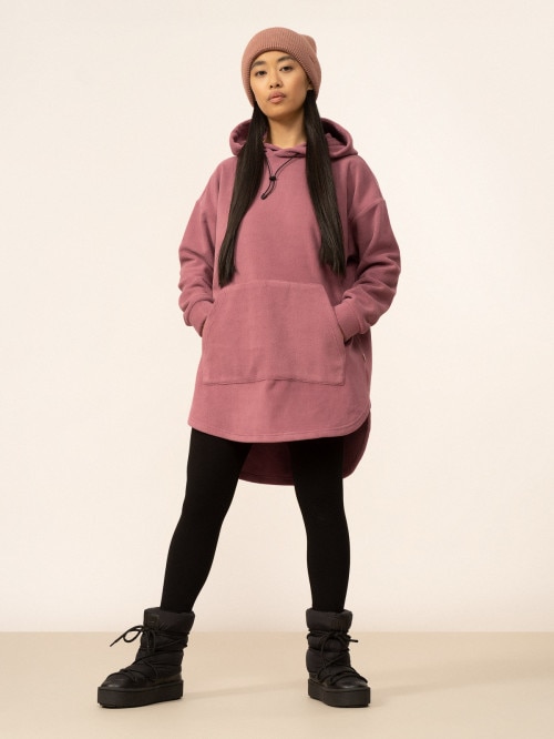 OUTHORN Women's pullover fleece with hood dark pink