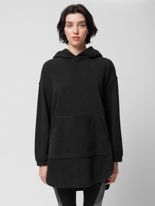 OUTHORN Women's oversize fleece with hood deep black