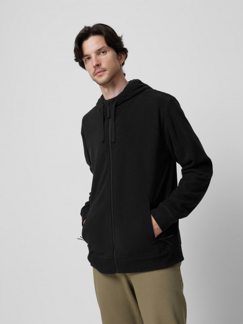 OUTHORN Men's zipup fleece with hood deep black
