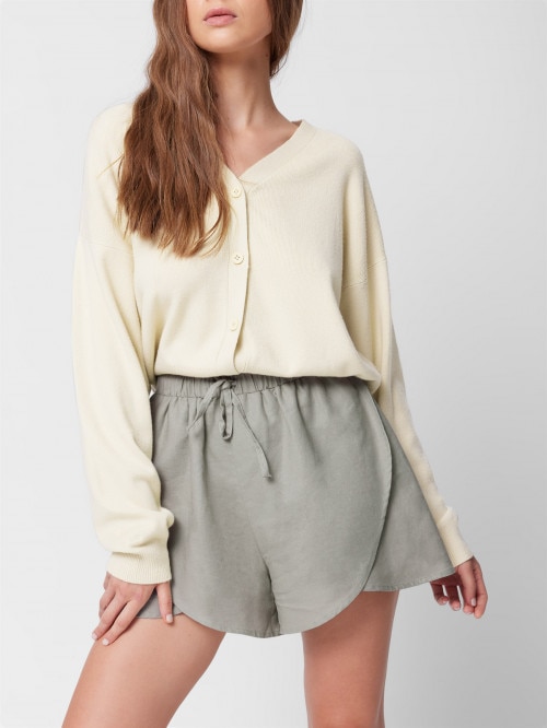 Women's woven linen shorts - khaki