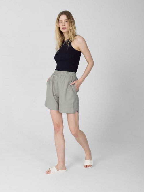 OUTHORN Women's woven linen shorts  khaki khaki
