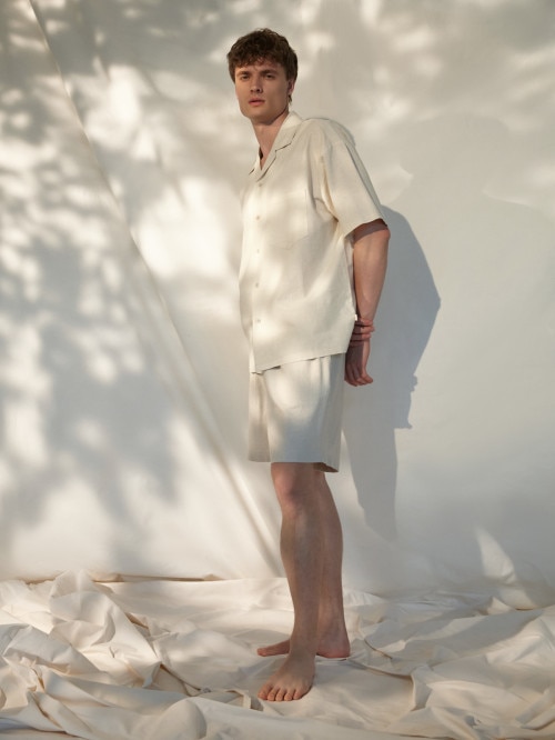 OUTHORN Men's woven linen shorts  beige beige