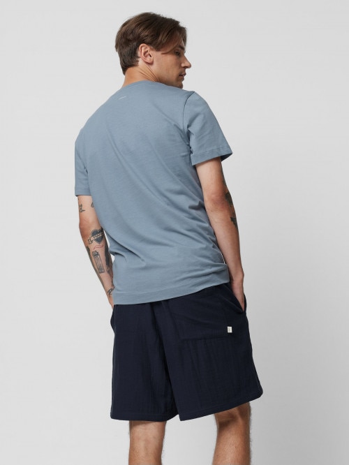 Men's cotton muslin shorts - navy blue