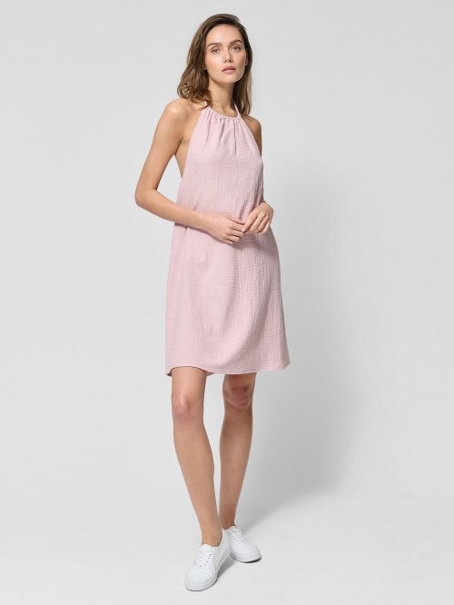 OUTHORN Cotton muslin backless dress pink