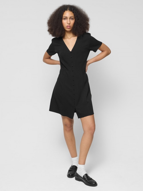 OUTHORN Midi dress with viscose deep black