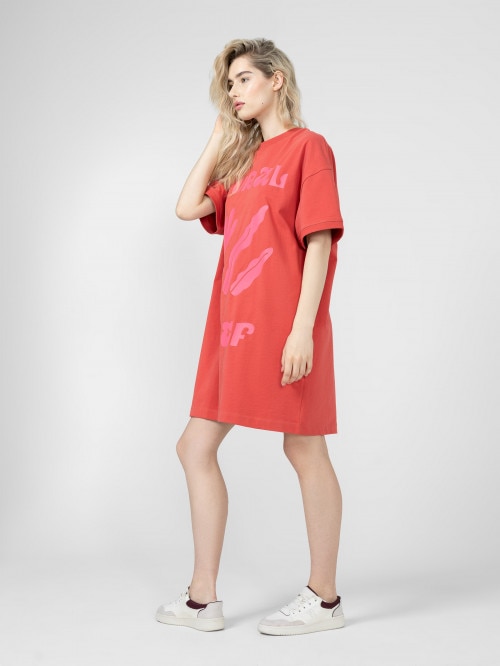 Oversize T-shirt midi dress - red